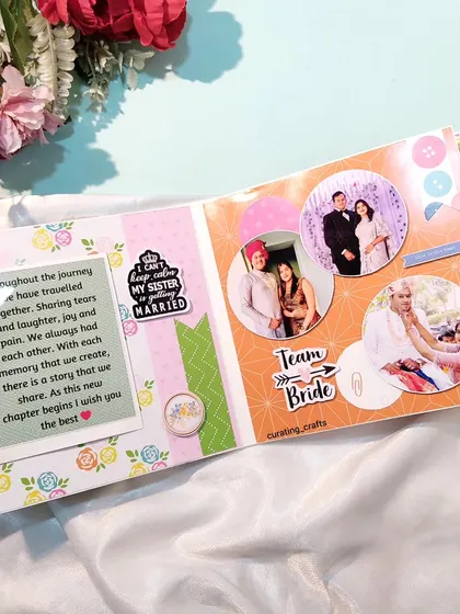 A page from a bridal scrapbook with a "Team Bride" theme.