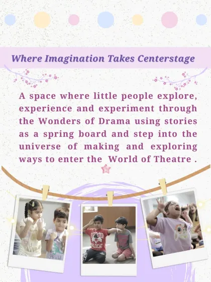 Where imagination takes centerstage. This collage shows moments from our creative drama sessions, where little people explore the wonders of theatre.