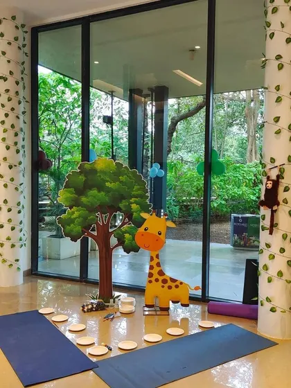 We can bring any theme to life, like this amazing jungle-themed science party. The decor sets the stage for a wild adventure filled with animal-bots and nature-based experiments.