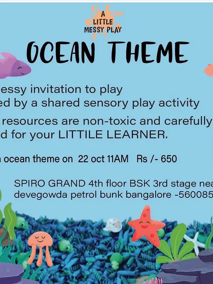 I host themed pop-up events around Bangalore. This was for our Ocean Theme, where I invited little learners to come get messy and explore with carefully planned, non-toxic resources.