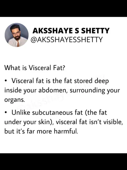 What is visceral fat? It's the harmful fat stored deep inside your abdomen, surrounding your organs. Unlike the fat under your skin, it isn't visible, but it is far more dangerous to your health.