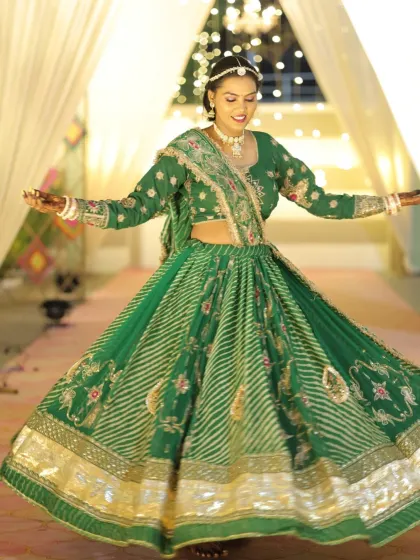 The joy of Garba night! This client is all smiles, her makeup and hair perfectly in place.