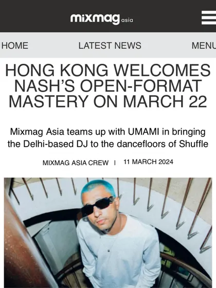 The Mixmag Asia feature announcing my Hong Kong debut. Getting press coverage like this helps introduce my sound to a new audience.