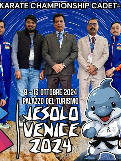 A poster wishing our KIO Indian Karate team the best for the 13th WKF World Cadet-Junior-U21 Karate Championship in Venice, Italy. We stand behind our young athletes as they take on the world.