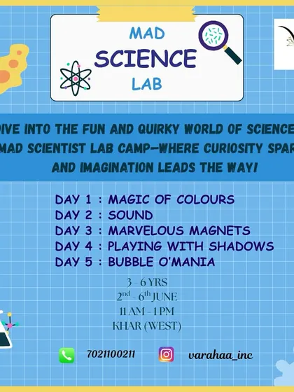 The "Mad Science Lab" camp is perfect for our youngest scientists aged 3-6. Each day brings a new theme, from the magic of colors and sound to marvelous magnets and bubble-ology.