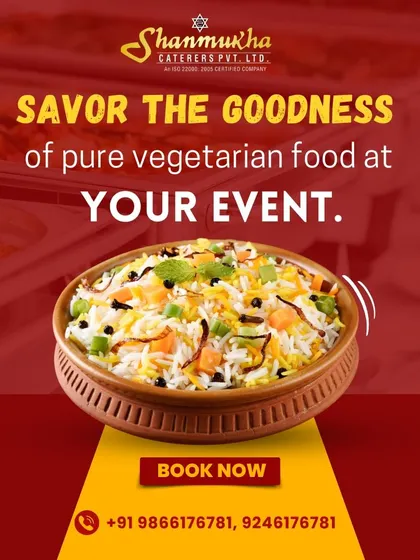 Savor the goodness of our pure vegetarian food at your event, highlighted by this delicious bowl of vegetable biryani.