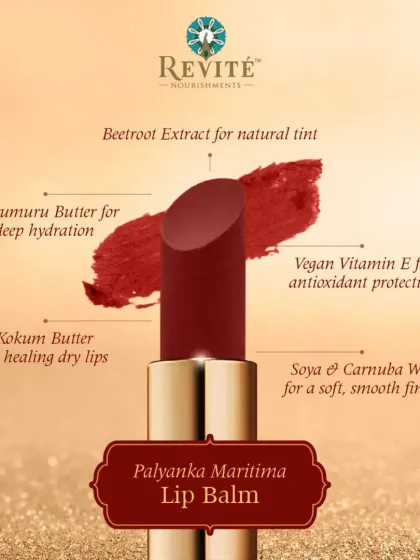 My Palyanka Maritima Lip Balm is a powerhouse of natural ingredients. It uses beetroot extract for a natural tint, Murumuru and Kokum butter for deep hydration, and vegan Vitamin E for antioxidant protection.
