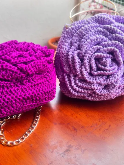 Another look at the magenta and lavender Rose Bags, showcasing how different shades can create a completely different mood.