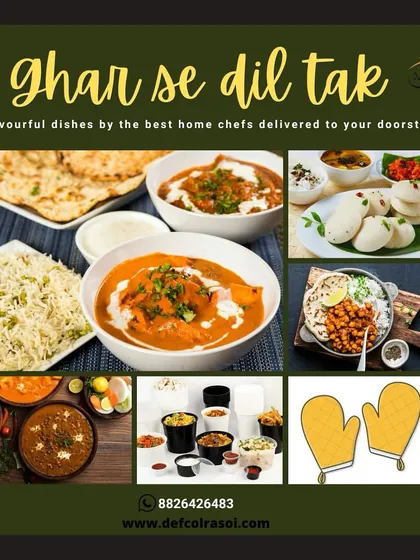From our kitchen to your heart. A collage representing the flavorful dishes we deliver, from curries and rice to idlis.