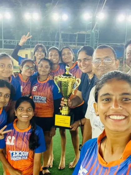A celebratory selfie of our senior women's team after being crowned champions at the St. Peter's Championship 2023. The joy of victory is clear on their faces.