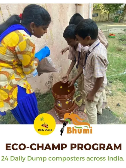 We believe in starting young. Through the Eco-Champ program with Bhumi NGO, we are bringing composting to schools across India, teaching children the importance of managing their own waste.