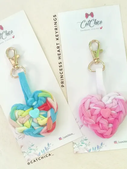 Our Princess Heart keyrings are made from the same soft, braided material as our popular headbands. Available in rainbow and pink.