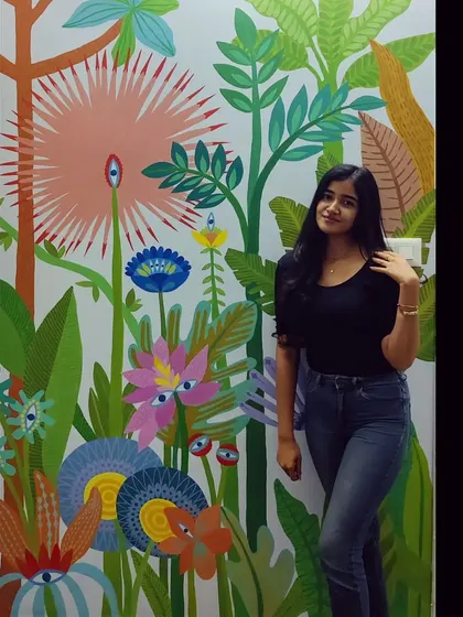 So happy with how this custom tropical mural turned out. It brings so much personality to the space.