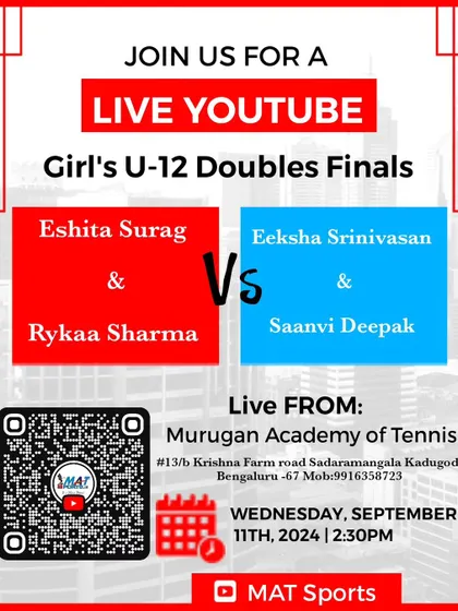 An announcement for the live broadcast of the Girl's U-12 Doubles Finals. We believe in giving our young female athletes a platform to shine.