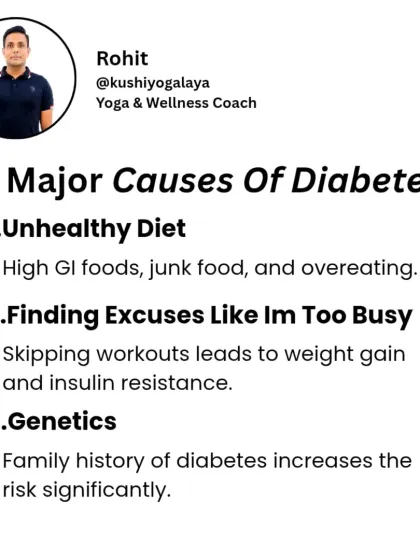There are three major causes of the rise in diabetes: an unhealthy diet high in junk food, a sedentary lifestyle, and genetic predisposition. Awareness is the first step to prevention.