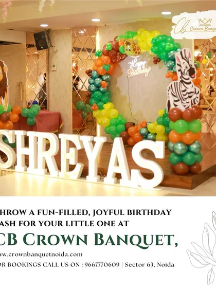 A closer look at our jungle safari theme for Shreyas's fifth birthday. We use large light-up letters for the name, character cutouts like a lion and zebra, and a multi-colored balloon arch to create an immersive and fun-filled environment for the kids.