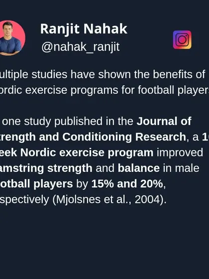 The science backs it up. A 10-week Nordic exercise program was shown to improve hamstring strength by 15% and balance by 20% in male football players, as published in the Journal of Strength and Conditioning Research.