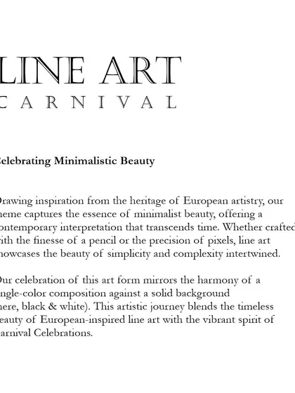 The concept card for the 'Line Art Carnival', explaining the inspiration drawn from European artistry and minimalist beauty.