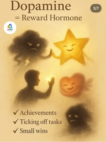 Dopamine is your reward hormone. You can get a healthy dose by celebrating small wins, ticking off tasks, and acknowledging your achievements.