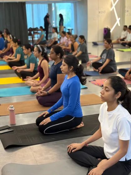 A moment of collective stillness and meditation during our International Yoga Day celebration. The focused energy in the room was a powerful reminder of the peace that yoga brings.