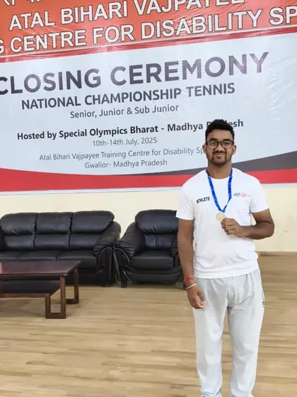 A proud moment for the academy. Our player Ritik shows off his hard earned silver medal after competing in the National Championship Tennis tournament. This level of achievement is what our high performance program is all about.