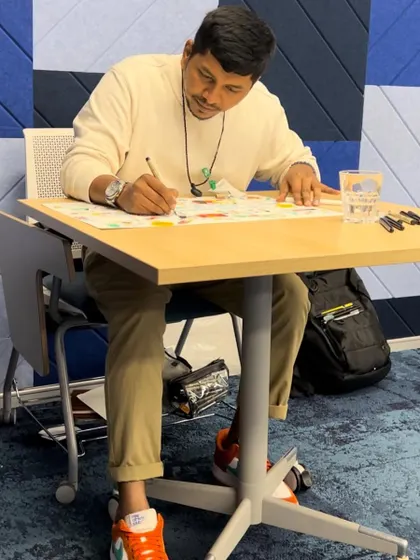 A shot of me in the zone, working on a live doodle for a Google event. The environment at their office is always buzzing with energy and inspiration.