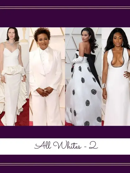 More stunning all-white and cream-colored looks from the red carpet. This is a sophisticated color choice for black-tie parties or even a contemporary bridal reception.