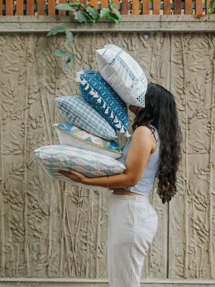 It's hard to choose just one. This image captures the feeling of being surrounded by our beautiful cushion cover range, with endless possibilities for mixing and matching.