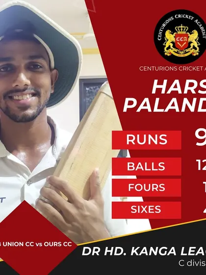 Harsh Palande's gritty knock of 94 in the Kanga League C division shows the importance of temperament and patience. Building an innings like this requires skill and a strong mindset, which we focus on heavily.