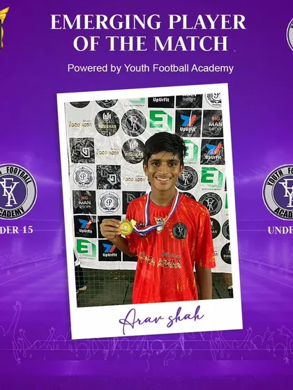 Arav Shah, a U-15 player, recognized for his performance.