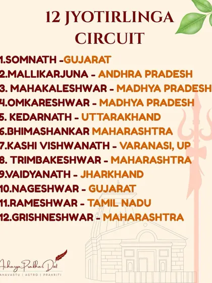 The 12 Jyotirlinga circuit, a divine trail dedicated to Lord Shiva. I can help guide you when you are ready to start your journey.