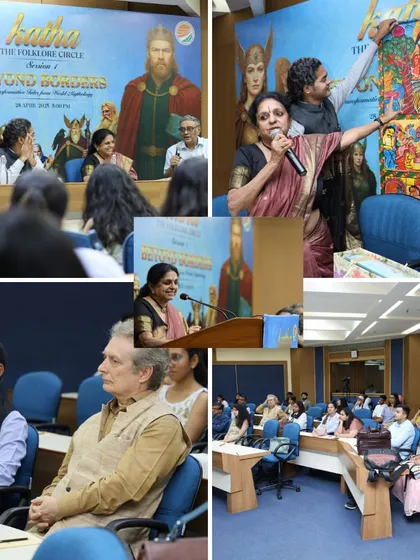 A story is a multi-sensory experience. At the India Habitat Centre in Delhi, I combined a talk with a performance, using traditional Pattachitra art to make myths from across the world feel immediate and alive.