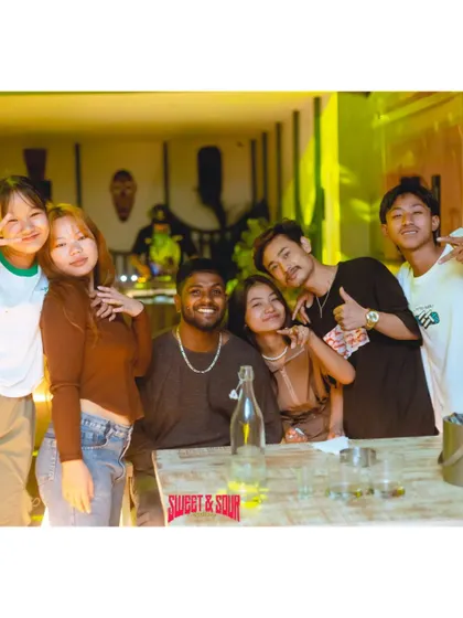 Me with some of the partygoers. I love connecting with the people who come out to support my events.