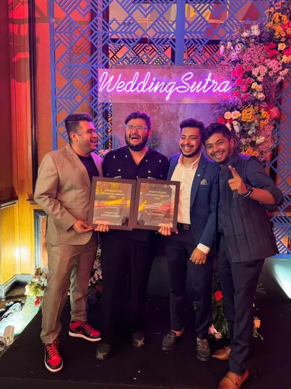 That winning feeling. My team and I celebrating our wins at the WeddingSutra Influencer Awards 2023. This is for all the late nights and early mornings.