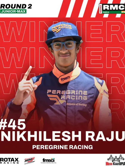 Nikhilesh Raju wins the Junior Max category at Round 2 of the 2024 National Championship.