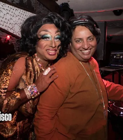 Me with the incredible drag artist LaWhore Vagistan. Collaborating with such amazing talent is one of the best parts of hosting Bollywood Disco.
