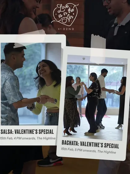 Love is in the air! Our Valentine's Special workshop poster, with separate sessions for Salsa and Bachata.
