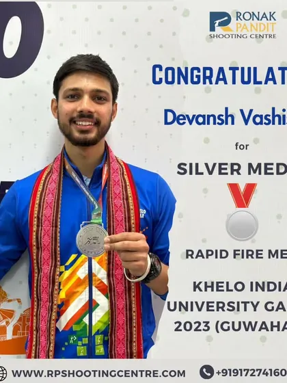 Congratulations to Devansh Vashistha for winning a silver medal in the rapid fire men's team event at the Khelo India University Games 2023 in Guwahati.