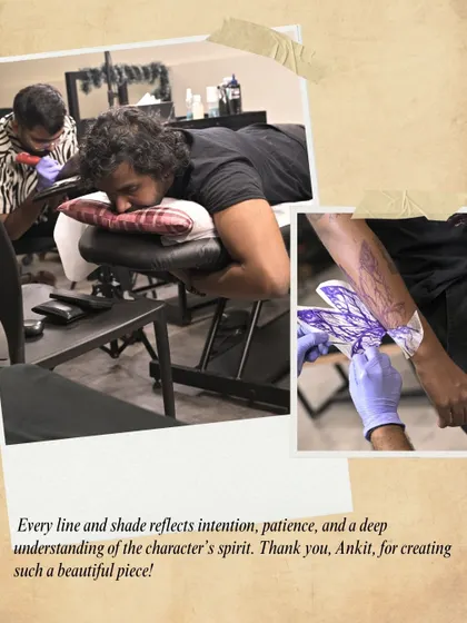 "Every line and shade reflects intention, patience, and a deep understanding of the character's spirit." The process of creating a detailed and symbolic piece.