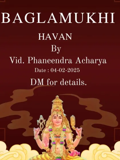 A poster for an upcoming Bagulamukhi Havan.