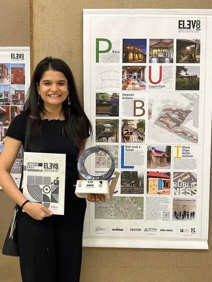 **People of Compartment S4: Manuni Patel:** Manuni at an awards ceremony. Beyond her design expertise, she manages the financial and administrative backbone of our practice.