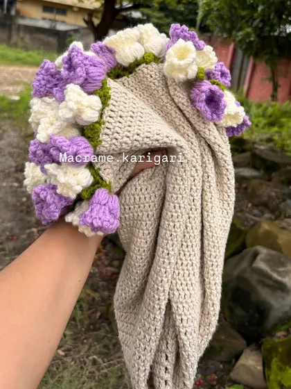 Another view of the blanket bouquet being held. We can customize the flower colors to match any nursery theme.