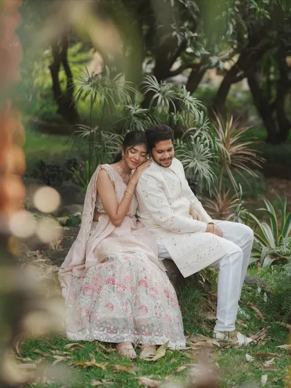 A quiet moment with her partner. The bride's soft and romantic makeup looks beautiful and feels authentic to her personal style.