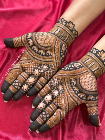 Another shot of the popular elephant and lotus henna design.