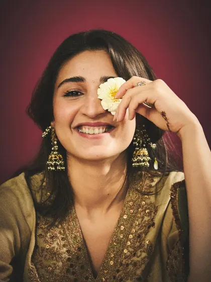 Style should be fun. This playful shot of Dhvani in a beautiful Heena Kochhar outfit shows that elegance can also have a lighthearted side.