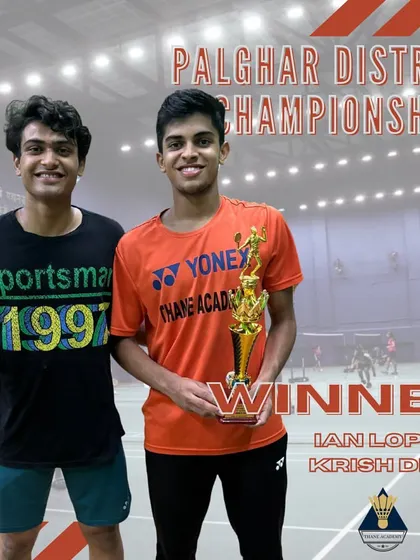 Krish Desai and Ian Lopez, our doubles champions at the Palghar District Championships.