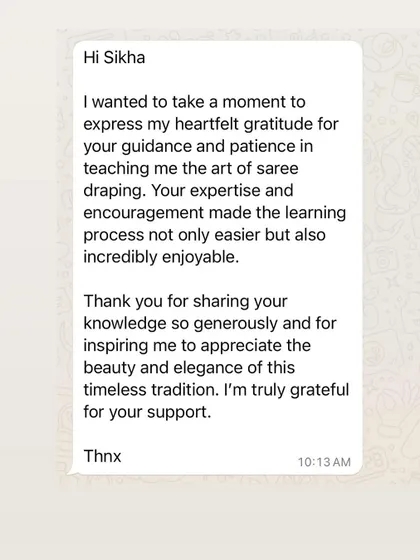 This student expressed her heartfelt gratitude for my guidance and patience, which made the learning process enjoyable.