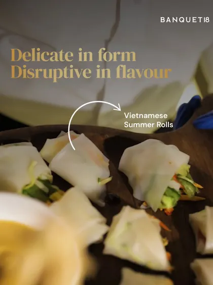 Delicate in form, disruptive in flavor. These Vietnamese Summer Rolls were a crowd favorite at a recent reception. Wrapped fresh with herbs and glass noodles, they were a refreshing and unexpected delight.