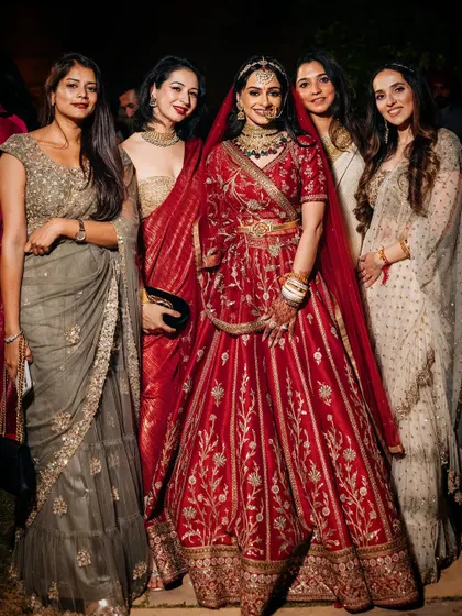 The bride with her squad, a beautiful memory of friendship and support on her big day.