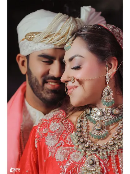 The connection between a couple on their wedding day is pure magic. This close-up portrait of Shashank and Hashmeeta focuses on the quiet emotion and happiness shared between them, a signature element of my candid wedding photography style.